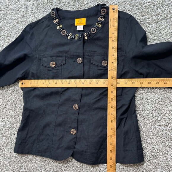 Ruby Rd.  Women’s Size 8 Black Beaded Neck 3/4 Sleeve Button-Up Jacket - Picture 7 of 9